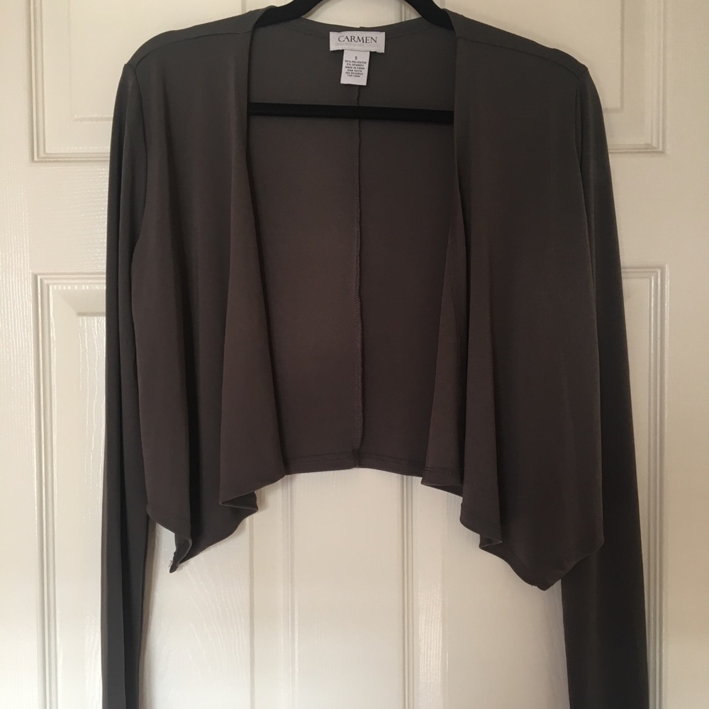 Basalt grey open front dressy cardigan